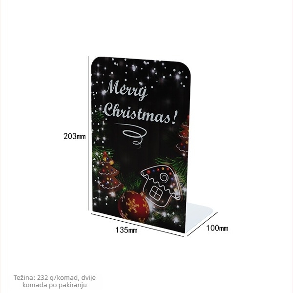 Metalne knjigostojke u L-oblika s protukliznom dnom, božićni stil za stol, set od 2 komada, neto težina 465 g