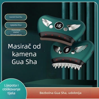 Električni Gua Sha uređaj za lice s kamenom pločom, punjivi način napajanja, gumb za upravljanje, neprekinuta brzina, temperatura 30–50°C