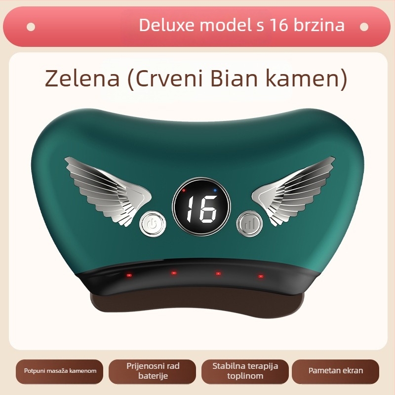 Električni Gua Sha uređaj za lice s kamenom pločom, punjivi način napajanja, gumb za upravljanje, neprekinuta brzina, temperatura 30–50°C