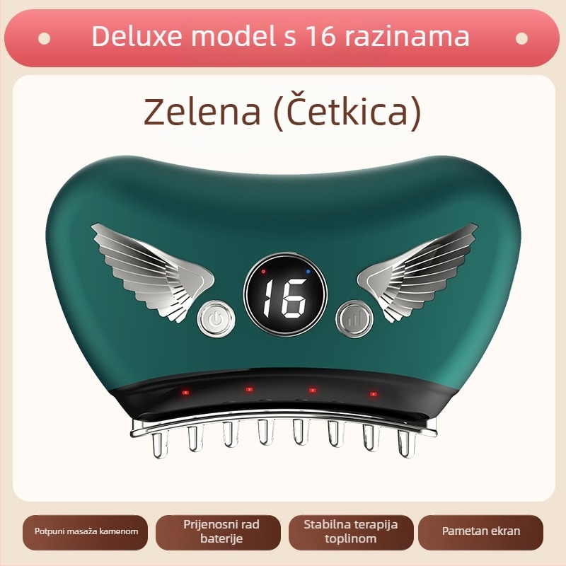 Električni Gua Sha uređaj za lice s kamenom pločom, punjivi način napajanja, gumb za upravljanje, neprekinuta brzina, temperatura 30–50°C