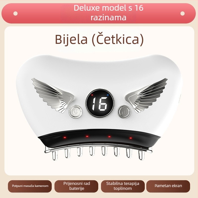 Električni Gua Sha uređaj za lice s kamenom pločom, punjivi način napajanja, gumb za upravljanje, neprekinuta brzina, temperatura 30–50°C