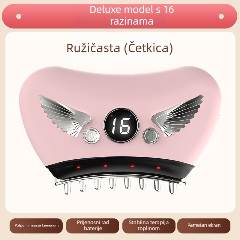 Električni Gua Sha uređaj za lice s kamenom pločom, punjivi način napajanja, gumb za upravljanje, neprekinuta brzina, temperatura 30–50°C