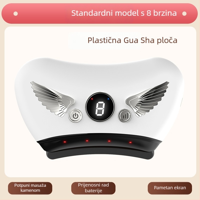 Električni Gua Sha uređaj za lice s kamenom pločom, punjivi način napajanja, gumb za upravljanje, neprekinuta brzina, temperatura 30–50°C