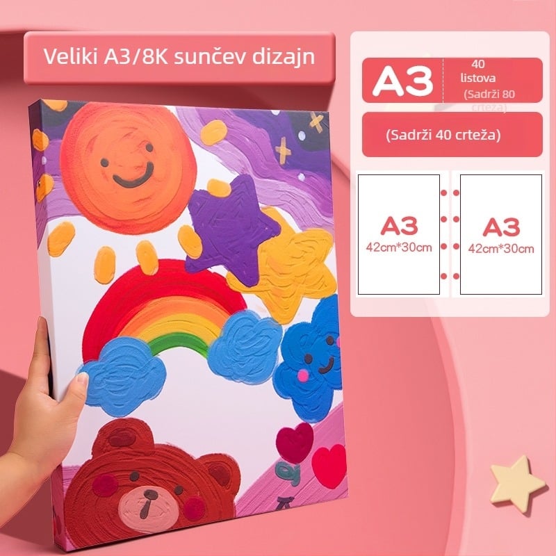 Album za crtanje s klipovima, model 985; kapacitet do 160 listova; materijal: Drugi; debljina materijala: Papir