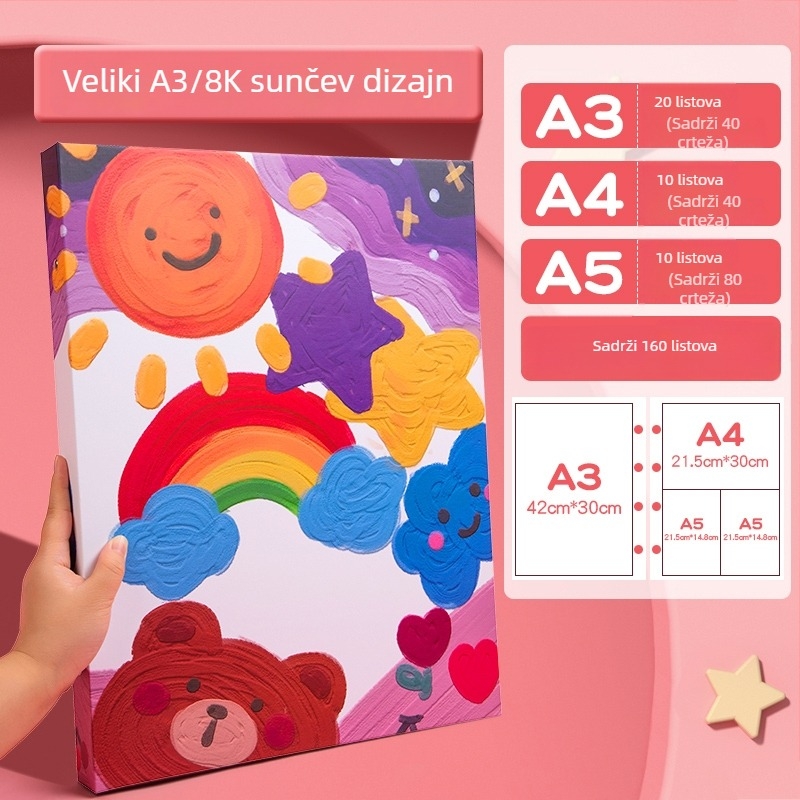 Album za crtanje s klipovima, model 985; kapacitet do 160 listova; materijal: Drugi; debljina materijala: Papir