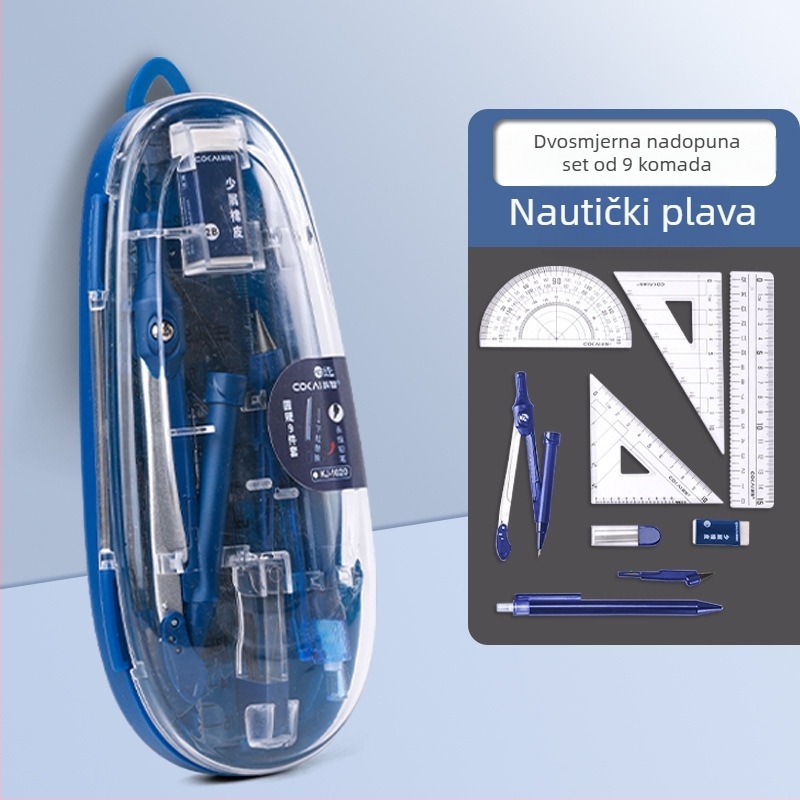9-dijelni set za učenike: kompasi i ravnalo - neelektrično, poklon učenicima