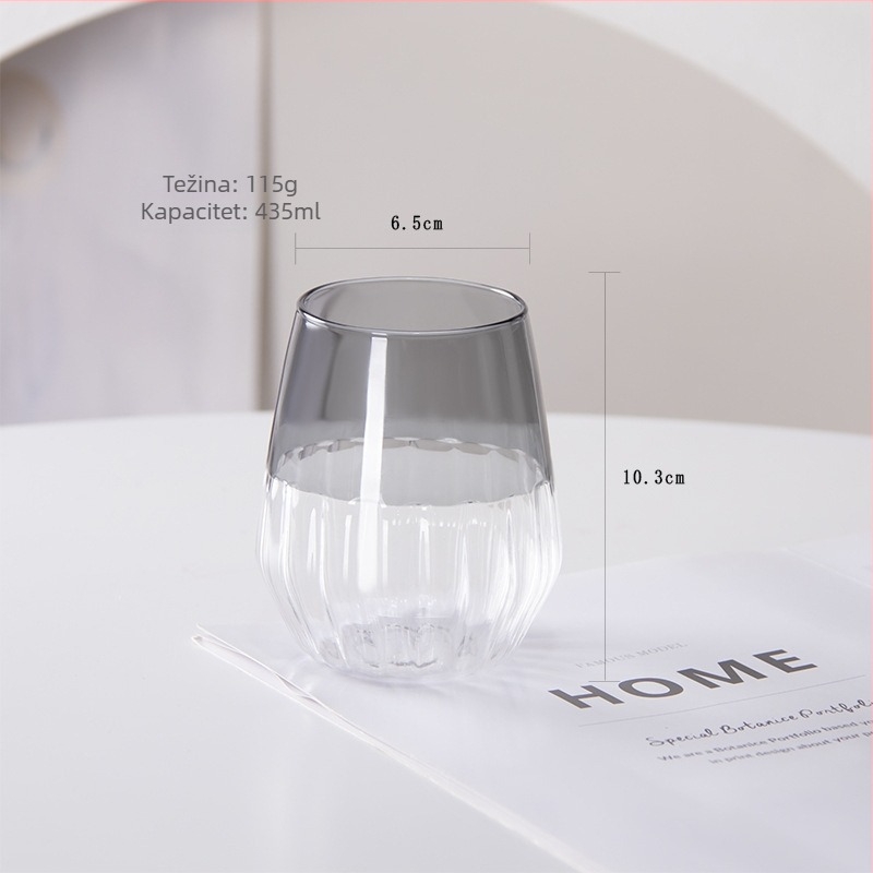 Borosilikatno staklo za doručak s prugastim dizajnom, otpornost na toplinu, 401-500 ml, retro stil, bez drške