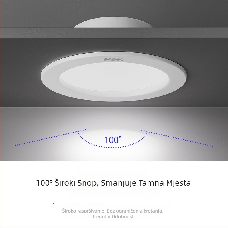 Ugradni LED downlight za plafon, skrivena montaža, 220V, CRI 80–89, kućište od hladno valjanog čelika, 3C certifikat 2020011001289084