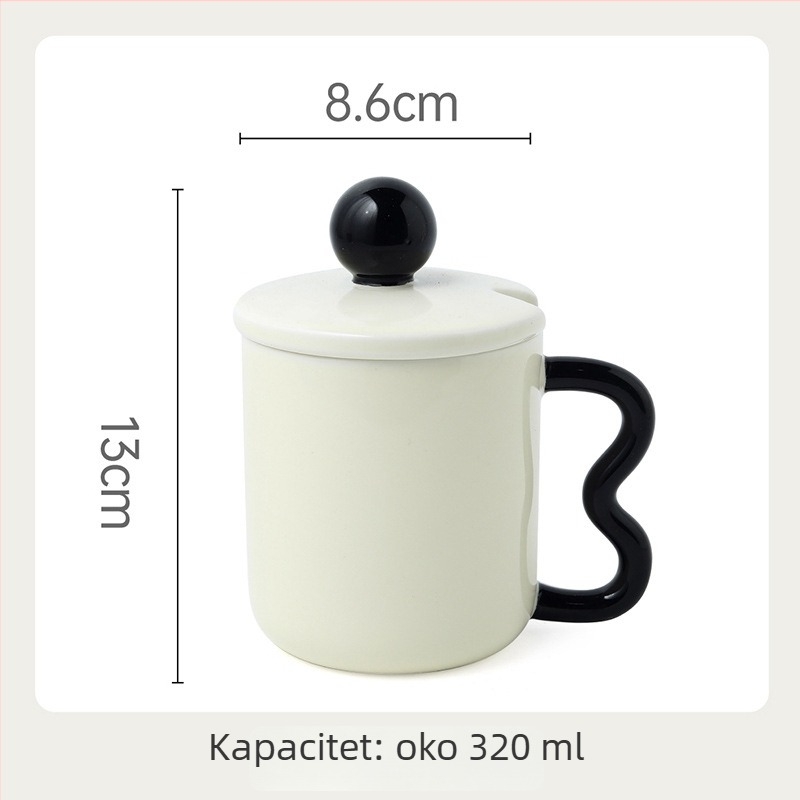 Keramička šalica s poklopcem i šahovnicom, vintage stil — niša