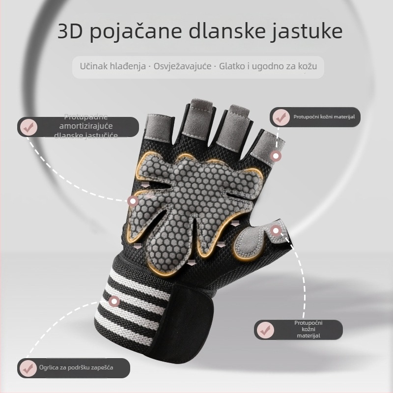 Biciklističke rukavice – prozračnost, protuklizne, zaštita zapešća, dizajn s polu-prstima (Materijal: Nylon; Marka: Great Shenzhen; Dob: Odrasli; Spol: Unisex; Korištenje: Rukavice za bicikl)