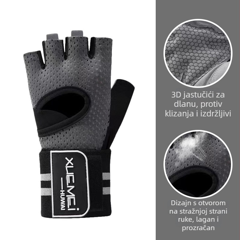 Biciklističke rukavice – prozračnost, protuklizne, zaštita zapešća, dizajn s polu-prstima (Materijal: Nylon; Marka: Great Shenzhen; Dob: Odrasli; Spol: Unisex; Korištenje: Rukavice za bicikl)