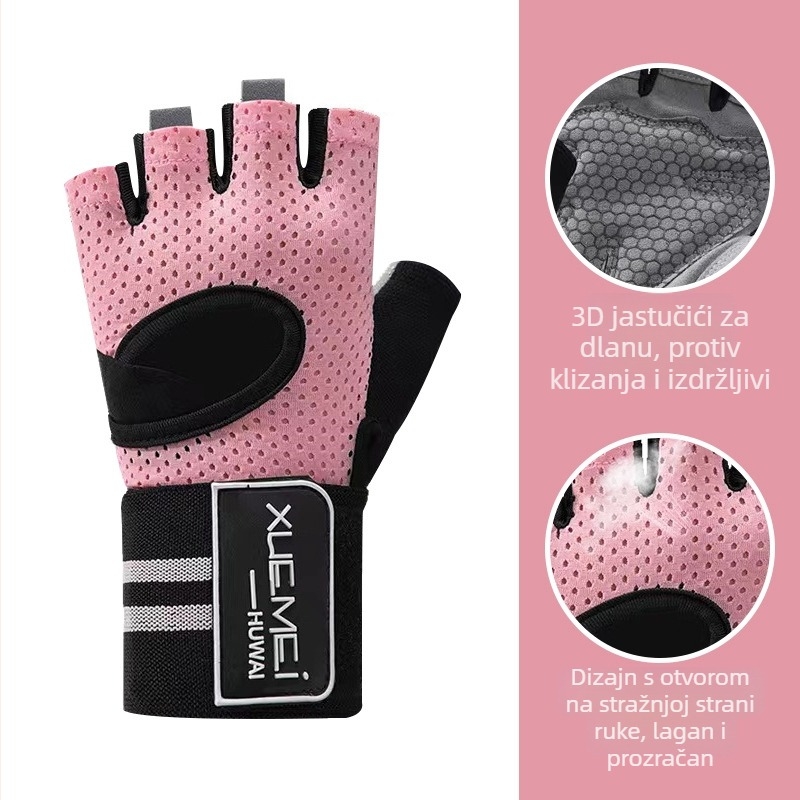 Biciklističke rukavice – prozračnost, protuklizne, zaštita zapešća, dizajn s polu-prstima (Materijal: Nylon; Marka: Great Shenzhen; Dob: Odrasli; Spol: Unisex; Korištenje: Rukavice za bicikl)