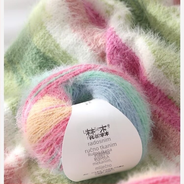 Ručno pleteni komplet kapa, šal i šal – mješavina pređa; prstenasto predenje; grupna pređa; Značka: Van sen