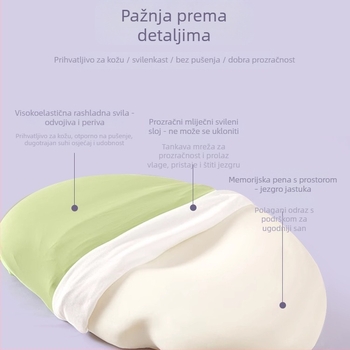 Jastuk od memory pjene s Lyocell vlaknom, oblik bombone, težina 1.0–1.5 kg, mogućnost prilagodbe