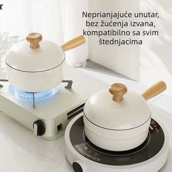 Lonac za mlijeko s emajlom od keramike, čelično tijelo, neklizajući, stakleni poklopac, sve-u-jedno lonac za juhe