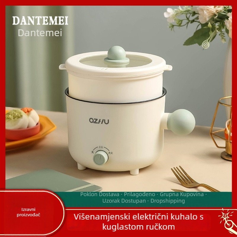 Električna kuhalna posuda s kugličnom ručkom, model DTM-ball, kapacitet do 2 L, za 2–3 osobe, crna keramička neprijanjajuća unutarnja posuda, upravljanje gumbom, izolacija i brzo kuhanje pare