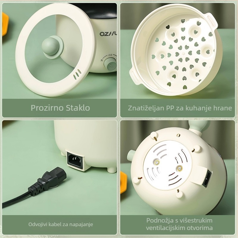 Električna kuhalna posuda s kugličnom ručkom, model DTM-ball, kapacitet do 2 L, za 2–3 osobe, crna keramička neprijanjajuća unutarnja posuda, upravljanje gumbom, izolacija i brzo kuhanje pare