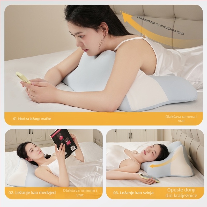 Ergonomska jastučnica za spavanje s navlakom od memorijske pjene i latex konstrukcijom, punilo poliuretanska pjena, prilagodljivo obrađivanje, umjerena potpora, pogodna za dnevni boravak, spavaću sobu, dom, kozmetički salon i ured