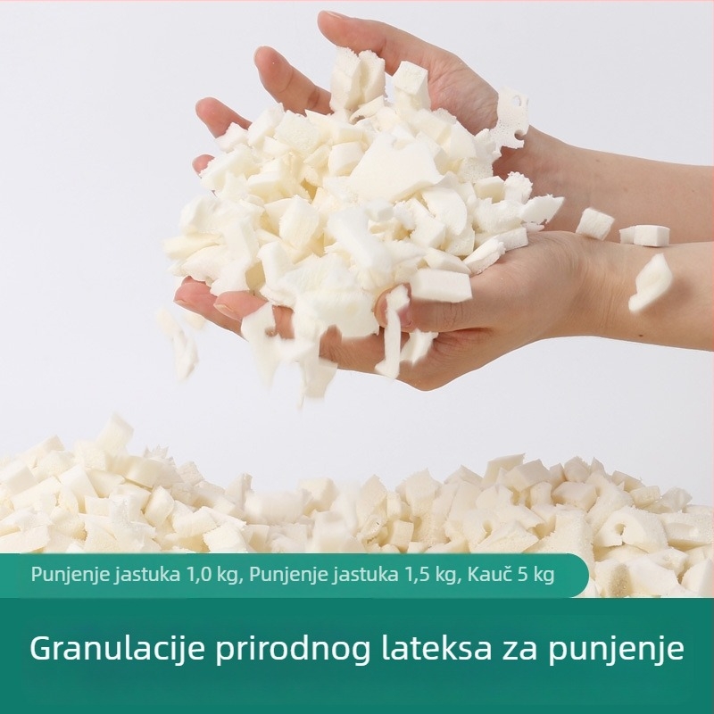 Granulirano drobljeno punilo od prirodnog lateksa za jastuke, dekorativne jastuke, naslone i fotelje tip bean bag