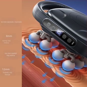 Profesionalni masažer fascije s 6+ glavama, motor bez četkica, višestruko podešavanje, 5+ brzina, ugrađena baterija 1–3 h, tih rad