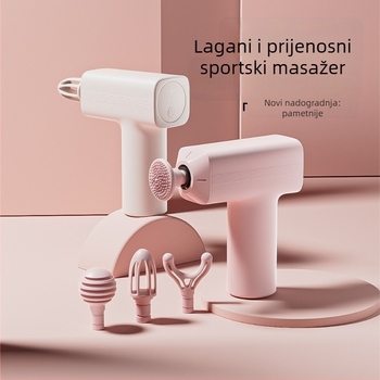Masažni pištolj za fasciju – mini prijenosni maser za mišiće, 4 glave, ugrađena baterija, 3. brzina, niska buka ispod 36 dB, trajanje baterije preko 12 sati