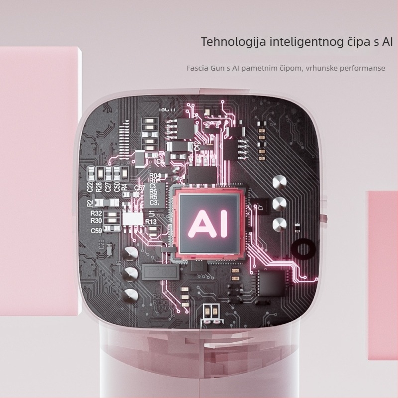 Masažni pištolj za fasciju – mini prijenosni maser za mišiće, 4 glave, ugrađena baterija, 3. brzina, niska buka ispod 36 dB, trajanje baterije preko 12 sati