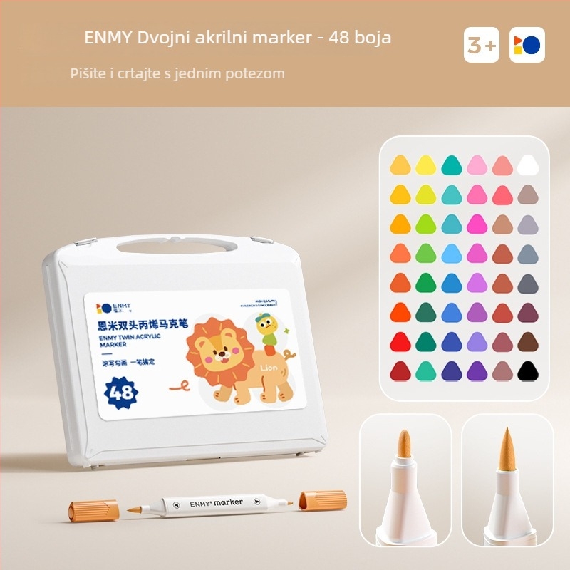 Enmi dvostruko-glavni akril marker za djecu, vodootporan, pogodan za DIY akvarel, osnovno pakiranje