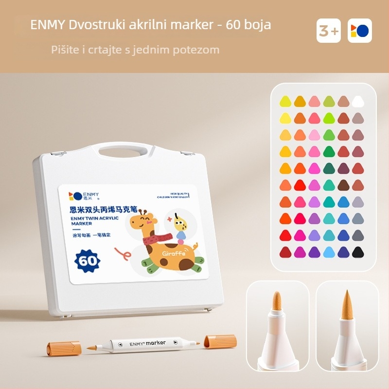 Enmi dvostruko-glavni akril marker za djecu, vodootporan, pogodan za DIY akvarel, osnovno pakiranje