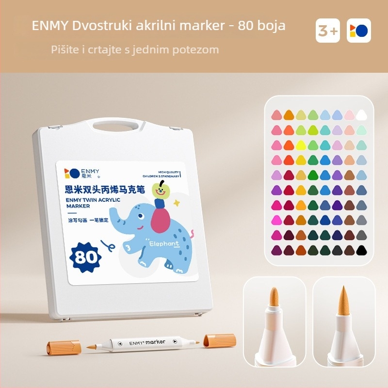 Enmi dvostruko-glavni akril marker za djecu, vodootporan, pogodan za DIY akvarel, osnovno pakiranje
