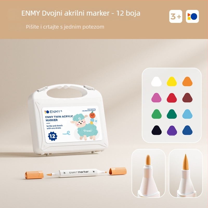 Enmi dvostruko-glavni akril marker za djecu, vodootporan, pogodan za DIY akvarel, osnovno pakiranje