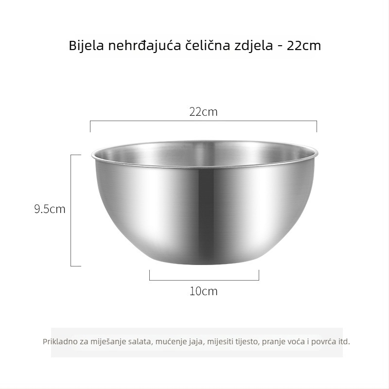 Nerđajući čelični bazen s integriranom skalom za pranje povrća i miješenje tijesta — okrugla kuhinjska posuda