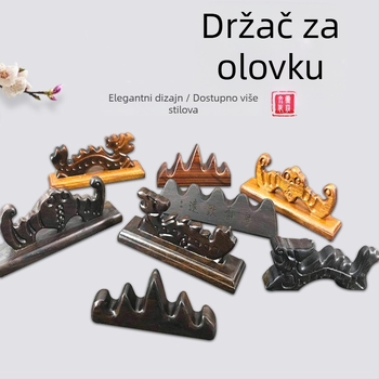Držač za olovke u planinskom stilu – dizajn pet prstiju, drvo mahagonij i katalpa, Weizhuang, model Mahogany Pen Mountain
