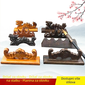 Držač za olovke u planinskom stilu – dizajn pet prstiju, drvo mahagonij i katalpa, Weizhuang, model Mahogany Pen Mountain