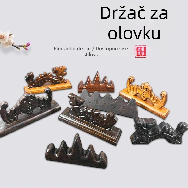 Držač za olovke u planinskom stilu – dizajn pet prstiju, drvo mahagonij i katalpa, Weizhuang, model Mahogany Pen Mountain