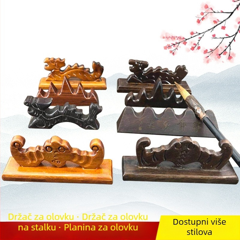 Držač za olovke u planinskom stilu – dizajn pet prstiju, drvo mahagonij i katalpa, Weizhuang, model Mahogany Pen Mountain