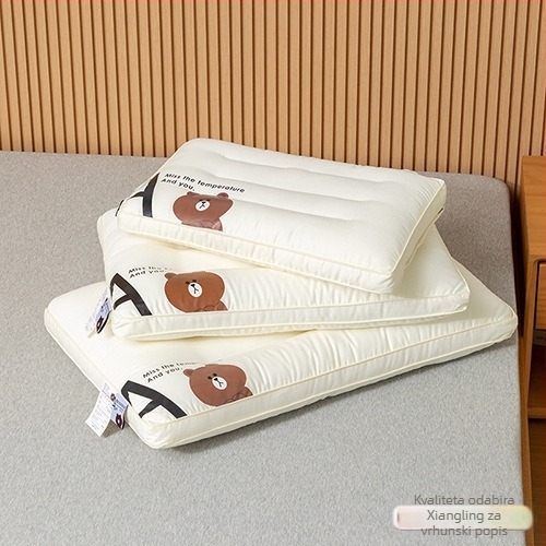 Dječji jastuk od čistog pamuka za potporu vrata, pravokutnog oblika, punjenje poliester, visina jezgre 1–5 cm, za jednu osobu