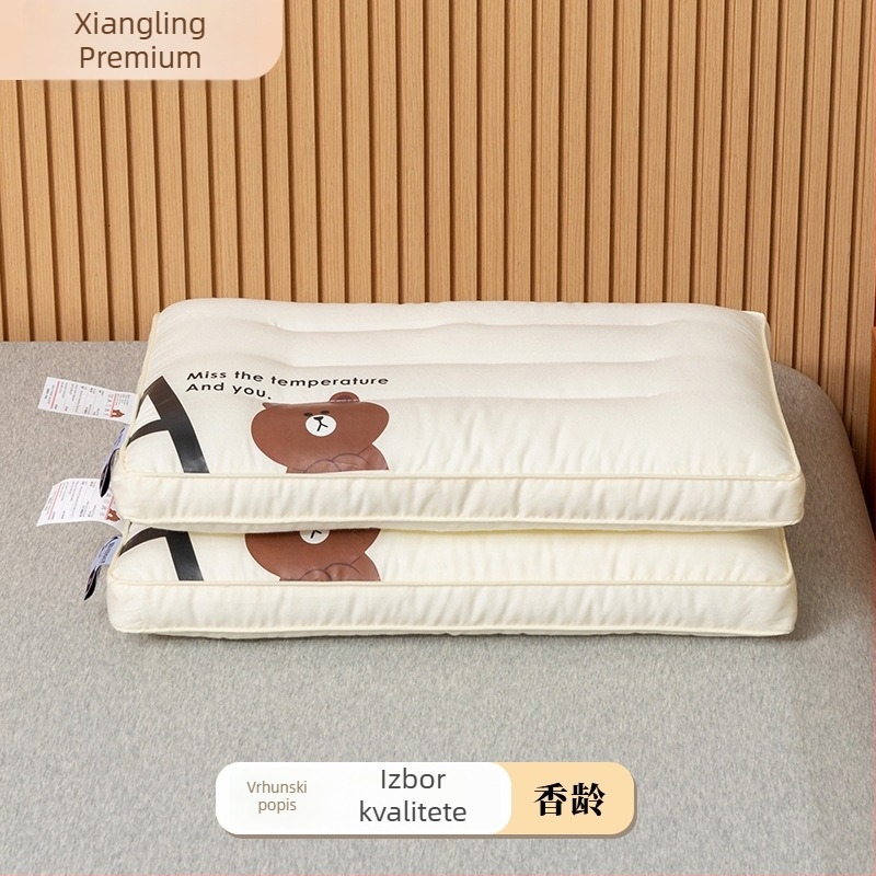 Dječji jastuk od čistog pamuka za potporu vrata, pravokutnog oblika, punjenje poliester, visina jezgre 1–5 cm, za jednu osobu