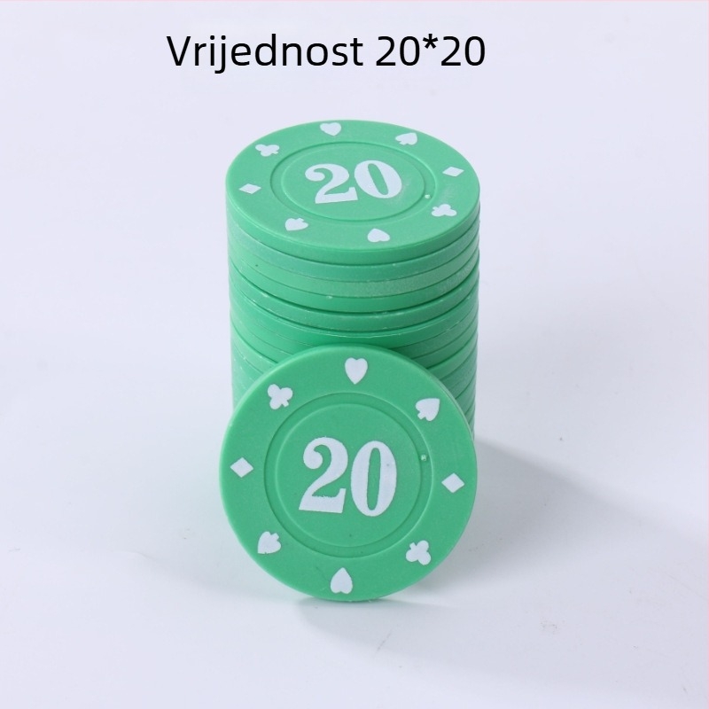 Set čipova za Mahjong i kartične igre, Texas Hold'em – 38 mm, PP materijal, dvostrano debeli čipovi, otporni na habanje, komplet