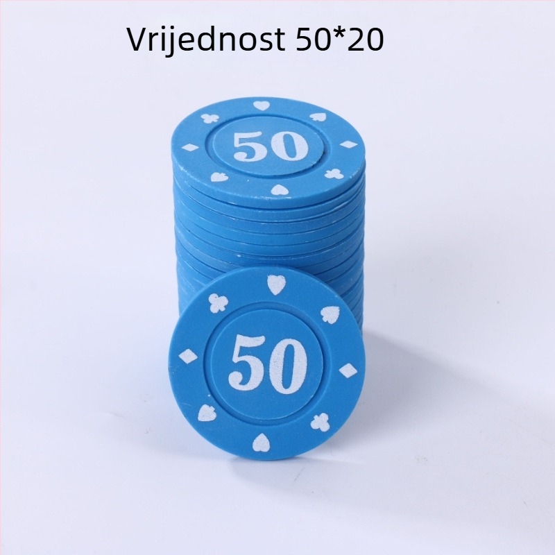 Set čipova za Mahjong i kartične igre, Texas Hold'em – 38 mm, PP materijal, dvostrano debeli čipovi, otporni na habanje, komplet