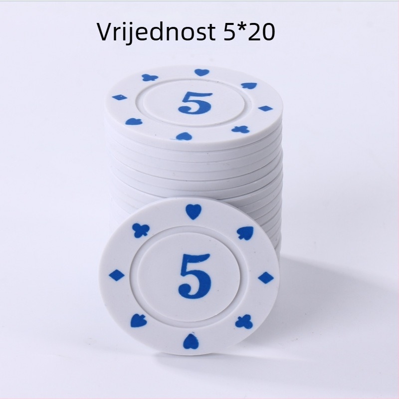 Set čipova za Mahjong i kartične igre, Texas Hold'em – 38 mm, PP materijal, dvostrano debeli čipovi, otporni na habanje, komplet