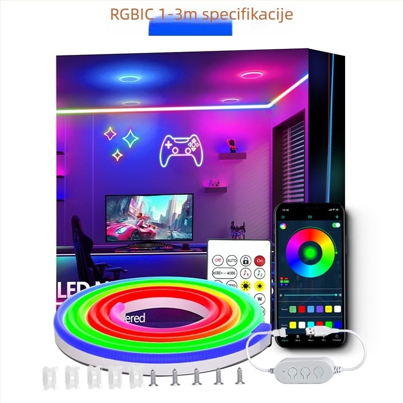 5V LED neonska traka, 3535 LED, 60/m, regulacija svjetline, Bluetooth/Wi‑Fi daljinsko upravljanje