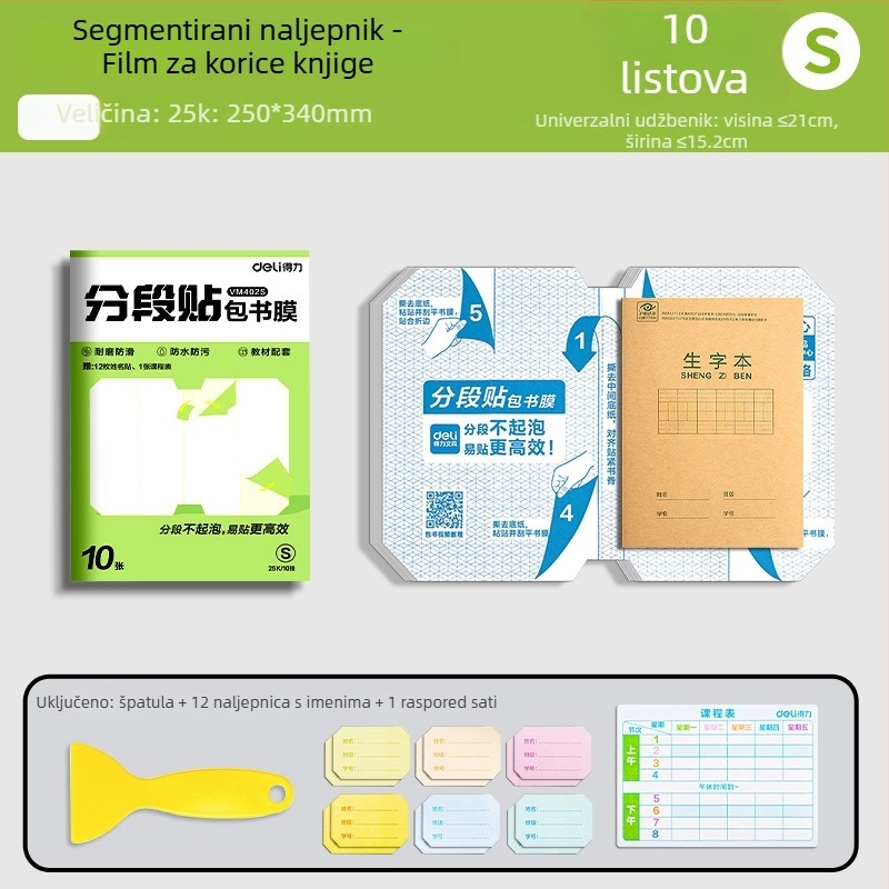 Deli naslovnica za knjigu – segmentirana, samoljepljiva, prozirno mat, vodootporna, CPP materijal