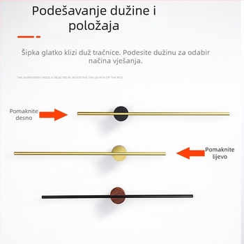 Držač za ručnike od aluminijske legure, završna obrada: lakirana/oksidirana, jednoručna cijev, nosivost 10 kg, stil Light Luxury, nordijski minimalistički