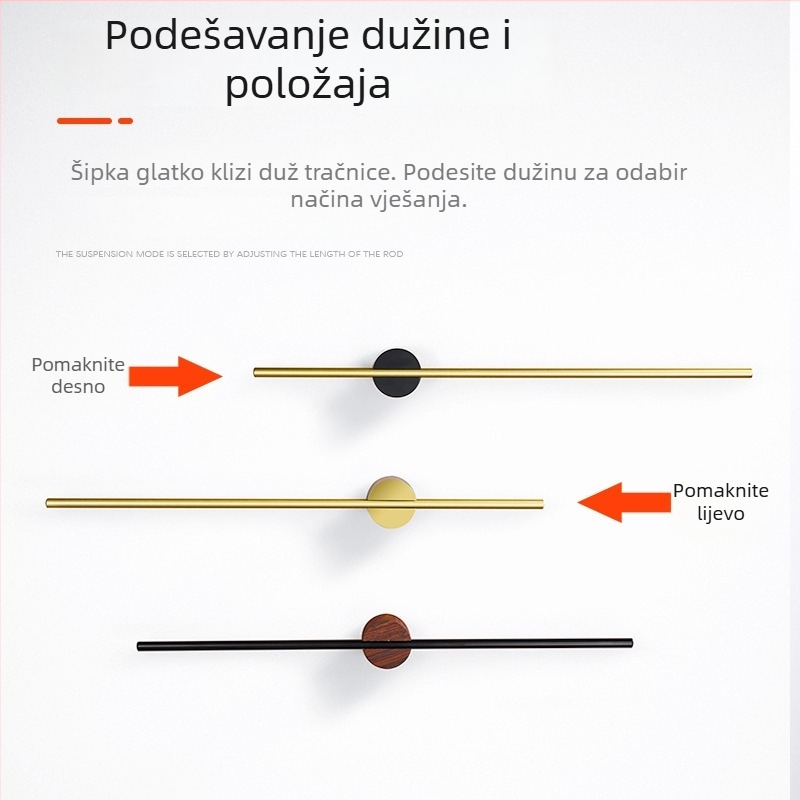 Držač za ručnike od aluminijske legure, završna obrada: lakirana/oksidirana, jednoručna cijev, nosivost 10 kg, stil Light Luxury, nordijski minimalistički