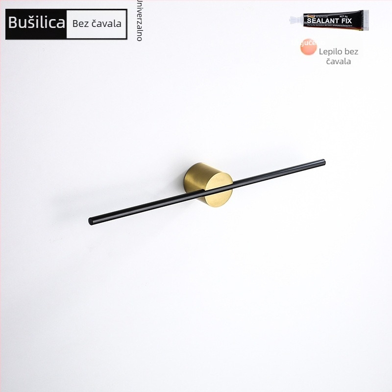 Držač za ručnike od aluminijske legure, završna obrada: lakirana/oksidirana, jednoručna cijev, nosivost 10 kg, stil Light Luxury, nordijski minimalistički