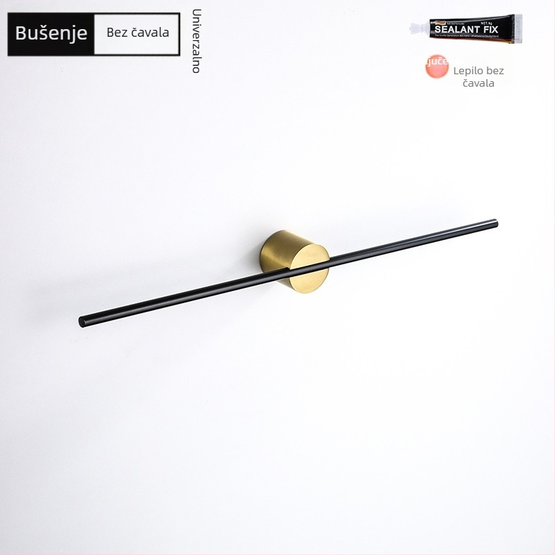 Držač za ručnike od aluminijske legure, završna obrada: lakirana/oksidirana, jednoručna cijev, nosivost 10 kg, stil Light Luxury, nordijski minimalistički