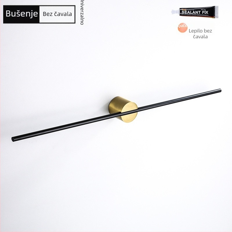 Držač za ručnike od aluminijske legure, završna obrada: lakirana/oksidirana, jednoručna cijev, nosivost 10 kg, stil Light Luxury, nordijski minimalistički