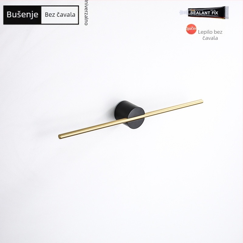 Držač za ručnike od aluminijske legure, završna obrada: lakirana/oksidirana, jednoručna cijev, nosivost 10 kg, stil Light Luxury, nordijski minimalistički