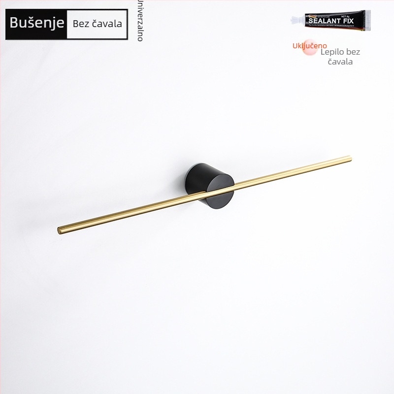 Držač za ručnike od aluminijske legure, završna obrada: lakirana/oksidirana, jednoručna cijev, nosivost 10 kg, stil Light Luxury, nordijski minimalistički