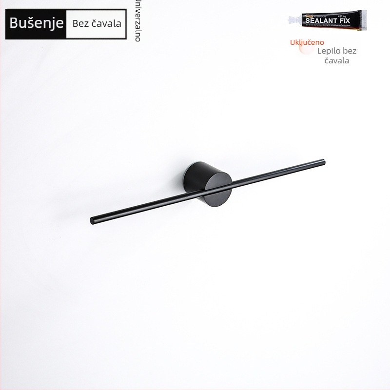 Držač za ručnike od aluminijske legure, završna obrada: lakirana/oksidirana, jednoručna cijev, nosivost 10 kg, stil Light Luxury, nordijski minimalistički
